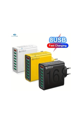 Xuweiwei Kaxoe Cok Portlu Hizli Sarj Usb Duvar Telefon Sarj Adaptoru Qc 3 0 Sari Usb Sarji İphone Uyumlu Samsung İcin Sarı