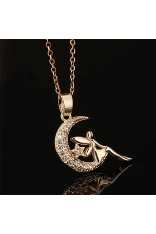 Pigado Paslanmaz Çelik Ayda Oturan Melek Kolye