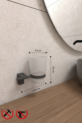 Alper Banyo Siyah Paslanmaz F1 Model Diş Fırçalık Siyah