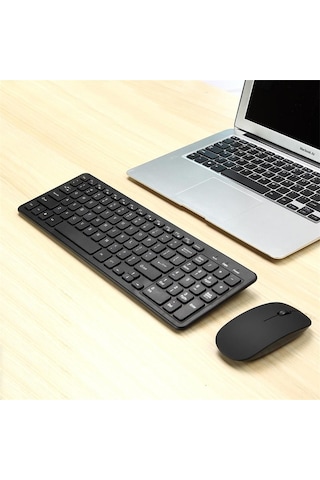 Mld-568 Ofis Oyun Sesini Kapatma Kablosuz Mouse Klavye Seti Siyah Optik