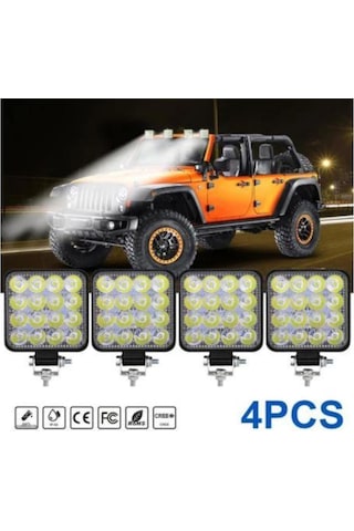 4 Adet 16 Led Off Road Gündüz Sis Farı Kare Çalışma Iş Makinası P (551664769)