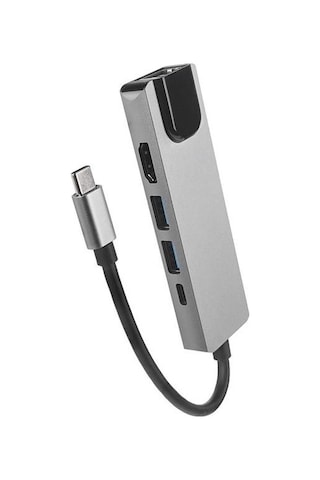 Hytech Hy-usbc80 4k 30hz Gri Metal 2xusb3.0 1xhdmı, 1xpd Gigabit Type C Adaptör-129132