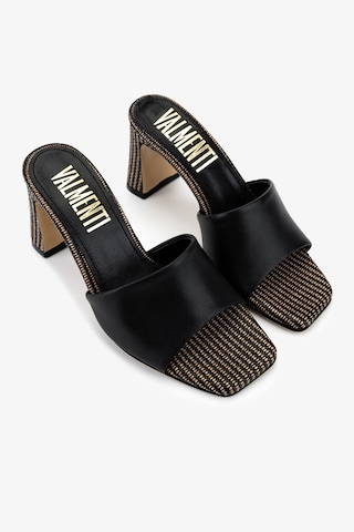 Valmenti Kadın Hakiki Deri Siyah Deri Topuklu Terlik 1141 885 Bn Trlk Y26 Black Leather