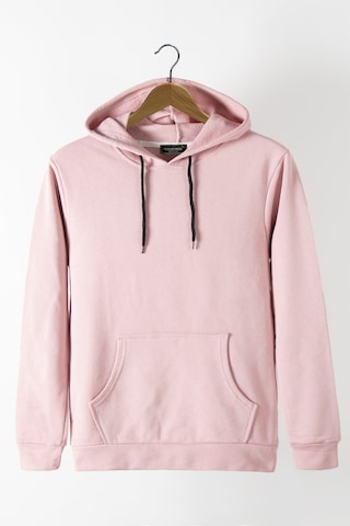 Terapi Men Erkek Pudra Kapüşonlu Kanguru Cepli Basic Sweatshirt Pudra
