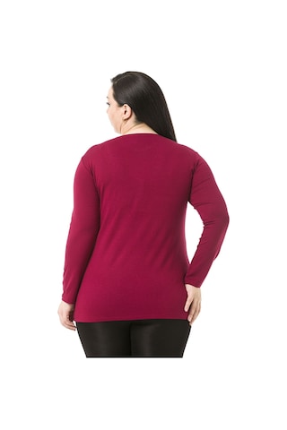Disentis Büyük Beden Bisiklet Yaka Uzun Kollu Viskon Bordo Body Bordo