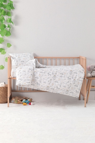 Baby %100 Pamuk Happy Bebek Nevresim Takımı - Beyaz