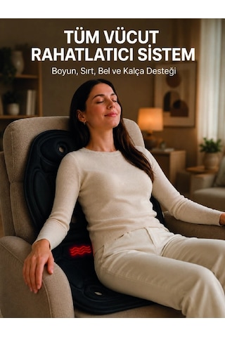 Titreşimli Isıtmalı Koltuk Tipi Masaj Minderi Ergonomik Tasarım Bej