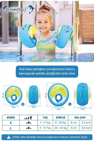 Fashcolle Small Beden Şişme Deniz Kolluğu 1-4 Yaş X 2 Adet Çok Renkli