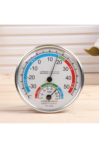 Beyaz Analog İç Mekan Kadranı Büyük Yuvarlak Termometre Higrometre Nem Sıcaklık Ölçer