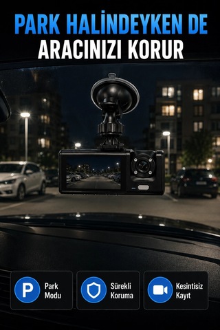Full Hd Kamera Bağlantılı Çift Kameralı Geniş Açılı Araç Kayıt Kamerası
