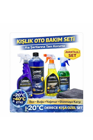 Kışa Hazır Oto Bakım Seti Antifrizli Cam Suyu 1l + Buz Çözücü Sprey + Yağmur Kaydırıcı