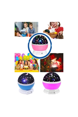 Renkli Yıldızlı Gökyüzü Projeksiyon Gece Lambası Pilli Ve Usb Kablolu Çok Renkli