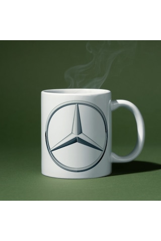 Applucky Mercedes Logo Tarihçesi Baskı Kupa Bardak Beyaz