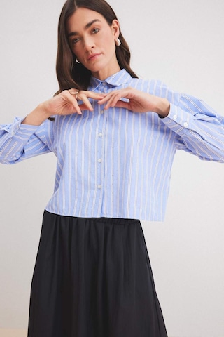 DeFacto Relax Fit Çizgili Poplin Uzun Kollu Gömlek E1261AX25SPNV248