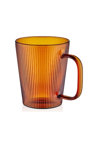 The Mia Striped Borosilikat Cam Kupa Amber 400 Ml