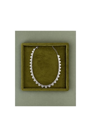 Aura Collection Amaris Kalp Detaylı Silver Çelik Choker Kolye Gümüş Gümüş