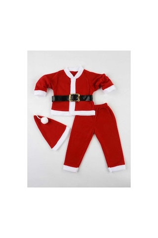 Pazarız Pembecin Unisex Kırmızı Bebek Noel Baba Şapkalı Yılbaşı Takımı Kırmızı