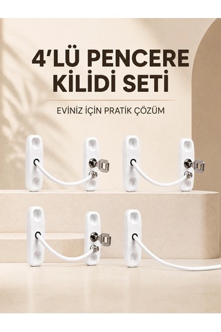 Ev Tipi Pencere Güvenlik Ve Emniyet Kilidi 4 Adet Set Belirtilmemiş