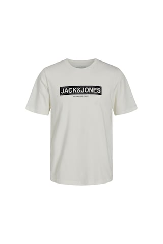 Jack & Jones Pin 12249605 Logo Baskılı Erkek Tişört Beyaz