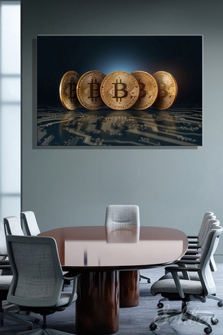 Tekli Yatay Kanvas Dekoratif Duvar Tablosu Kripto Para Bitcoin Borsa Forex 831