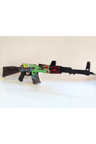 Ahşap Cs-Go Ateş Yılanı Ak-47 Lastik Atar Oyuncak Tüfek