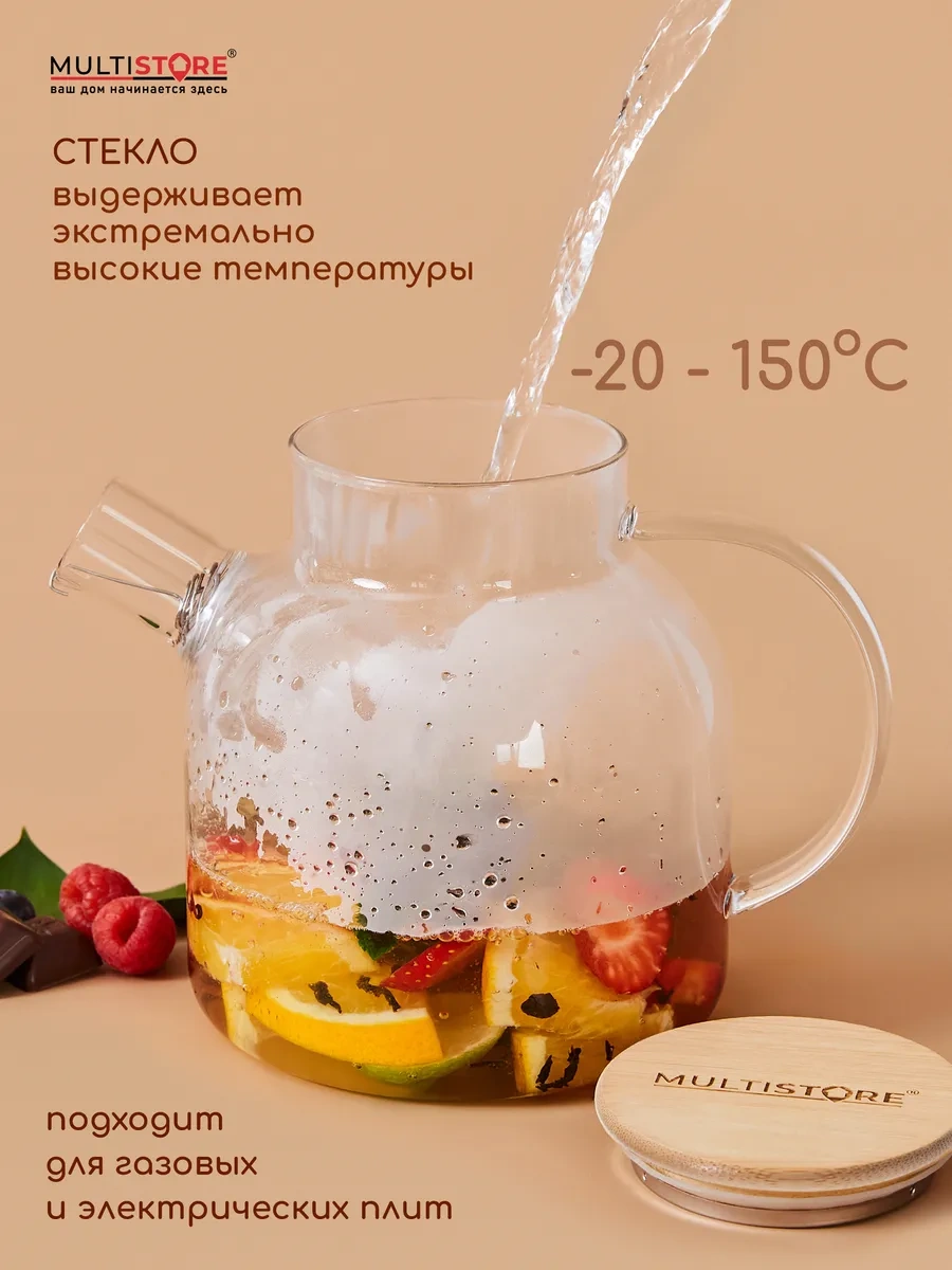 Multıstore 1500 Ml Cam Demleme Çaydanlık Filtre İle 347404974 Beyaz