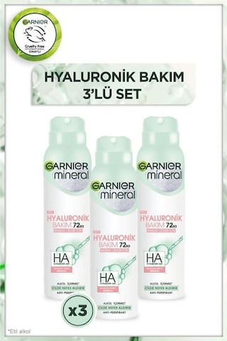 Mineral Hyaluronik Bakım Sprey Deodorant 3'lü Set