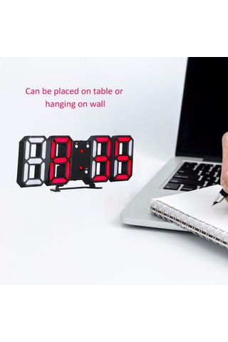 3d Led Dijital Saat Parlayan Gece Modu Parlaklığı Ayarlanabilir Elektronik Masa Saati 24/12 Saat Ekranlı Çalar Saat Duvara Asılabilir