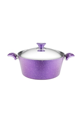 20 Cm Granit Derin Tencere Çelik Kapak - Violet Violet