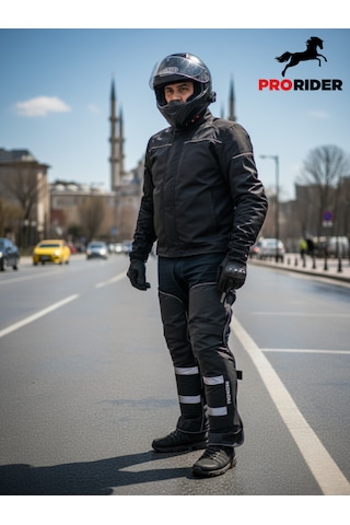 Prorider Motorcu Dizlik Yağmur Ve Rüzgar Geçirmez Reflektörlü Termal Koruma Suya Dayanıklı Motosiklet Dizlik Siyah