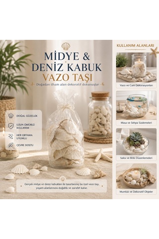 Poşetli Renkli Mix Midye - Deniz Kabuk Vazo Taşı 5250