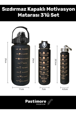 Premium Dayanıklı Bpa Fitalat Toksit İçermez Aile Boyu 2000-750-300 Ml Motivasyon Suluk Seti