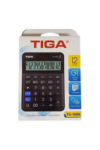 Tiga Tg-108n Masaüstü 12 Haneli Hesap Makinesi Siyah