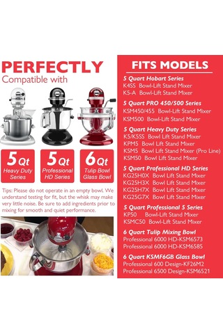 Ximistore9 K5x 18/8 Paslanmaz Çelik 6 Tel Kef, Kitchenaid 5qt Mikserlere Uyumlu K4/5, K5ss, Ksm5 Vb. - Dayanıklı Ve Kaliteli Karıştırma Aleti Gümüş