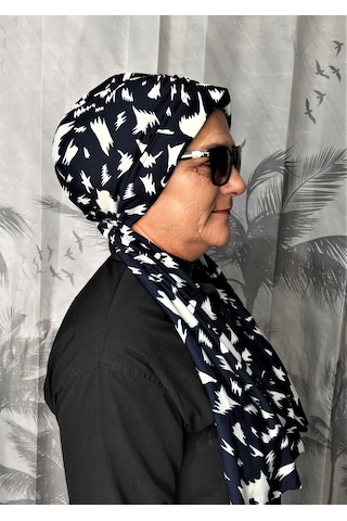 Blue Trend Desenli Dubai Dış Bone Şal 46