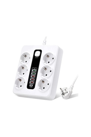 Hp-h04 3000w 10amper 6 Lı 2metre Uzatma Kablolu Çoklu Termal Akım Priz 1