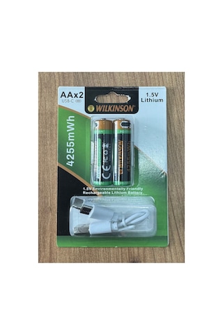 Şarjlı Kalem Pil 1.5v Aa Şarj Edilebilir Lityum Pil 4255mwh Usb-c Girişli, 2 Li Paket Şarj Kablolu