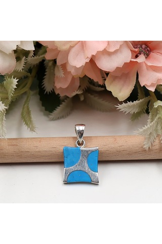 Firuze Taşlı Kare Set Rose Gold - Gümüş