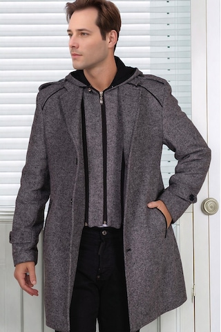 Plt9401 Dewberry Erkek Palto-desenli Gri Desenli Gri