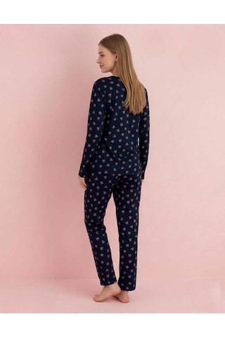 Pijamerry Kadın Bambu Baharlık Dantel Yaka Uzun Kol İnce Pijama Takımı 5209l - 1 Adet Lacivert