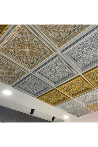 60x60 Cm Asma Tavan Uyumlu Led Döşenebilir Avangarde Tavan Paneli Beyaz Altın Renk