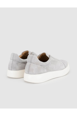 Gri Süet Deri Kadın Slip-on Sneaker