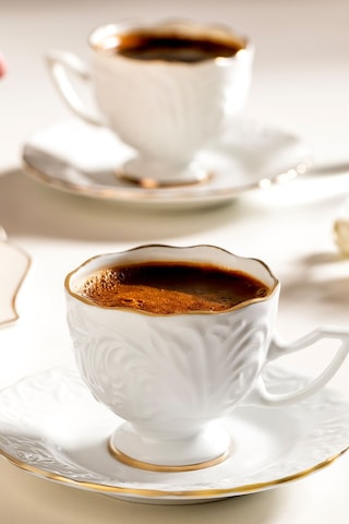 Nehir Nazenin Porselen Sedef Yaldızlı Kahve Fincan Takımı Seti 6 Kişilik