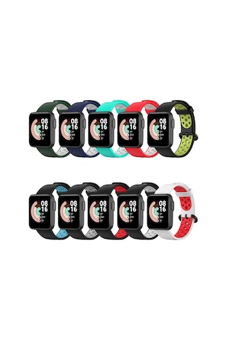 Ekılıf - Xiaomi Redmi Watch 2 Lite Uyumlu - Kordon Silikon Kordon Krd-02 - Siyah-kırmızı