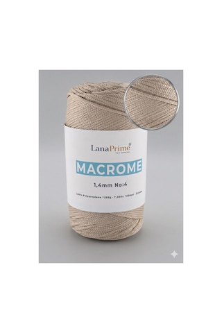 Lanaprime Makrome Örgü İpi 1,4mm 230mt Çanta İpi 200gr Polipropilen - Bej