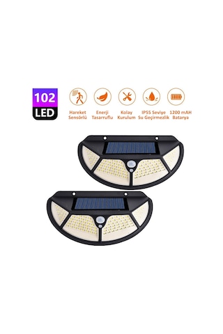 Technojet 2 Adet Solar 102 Ledli Oval 3 Modlu Güneş Enerjili  Bahç