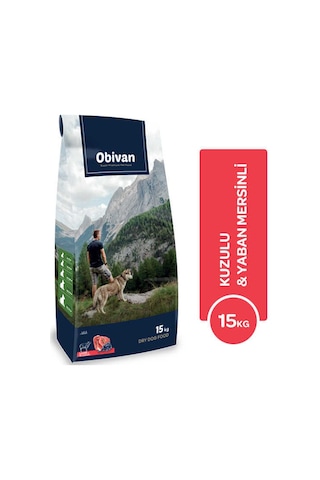 Obivan Kuzu Etli ve Yaban Mersinli Yetişkin Köpek Maması 15 KG