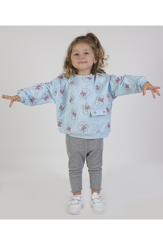 Harika Kids Kız Bebek&çocuk İki İplik Kumaş Orta Kalınlıkta Örme Basic Oversize Alt Üst Eşofman Takımı 001