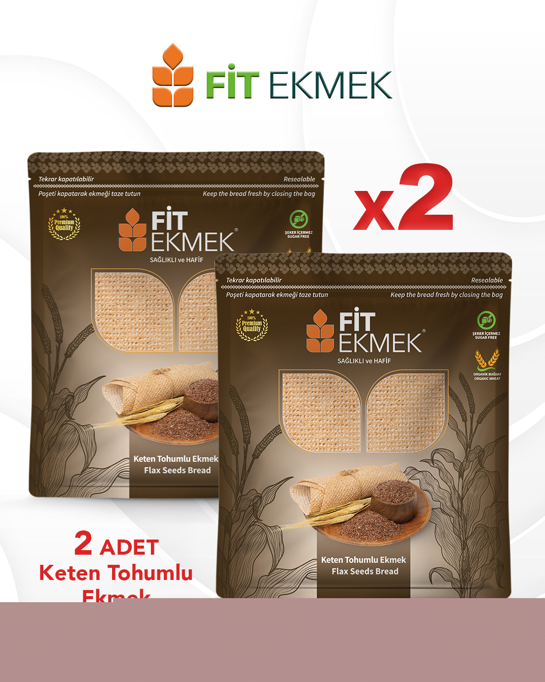 Fit 2li Kepekli ,2li Yulafli ,2li Chia ,2li Arpa ,2li Çavdar Ve 2li Keten Tohumlu Lavaş Ekmeği 300gr