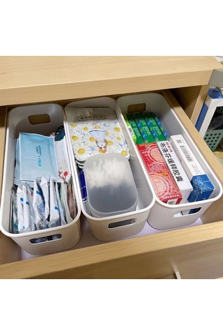 Çeşitli Saklama Kutusu Büyük Çekmece Bölme Masaüstü Aperatifler Telefon Kılıfı Bitirme Sepet Mutfak Saklama Kutusu 10 Paket Bej